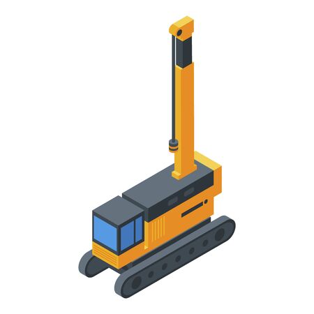 Hydraulic excavator crane icon, isometric styleのイラスト素材
