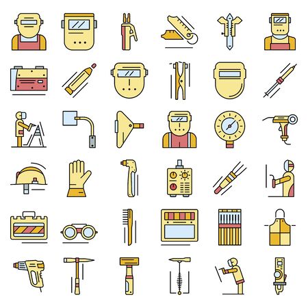Welder icon set, outline styleのイラスト素材