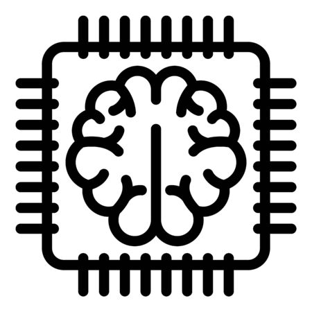Brain communication processor icon, outline styleのイラスト素材