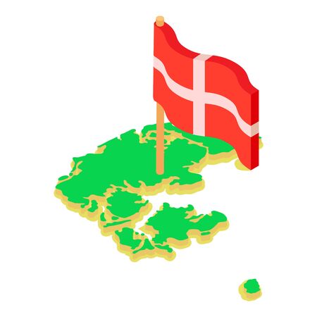 Denmark map icon. Isometric illustration of denmark map vector icon for webのイラスト素材