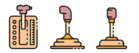 Gearbox icons set line color vectorのイラスト素材