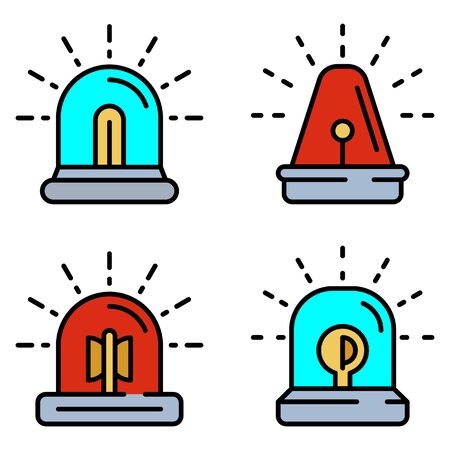 Flasher icon set. Outline set of flasher vector icons thin line color flat isolated on whiteのイラスト素材