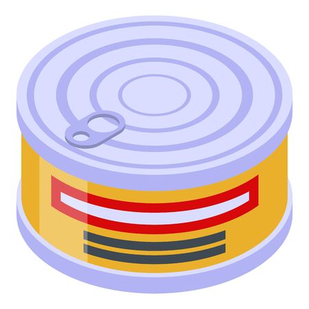 Fish tin can icon. Isometric of fish tin can vector icon for web design isolated on white backgroundのイラスト素材