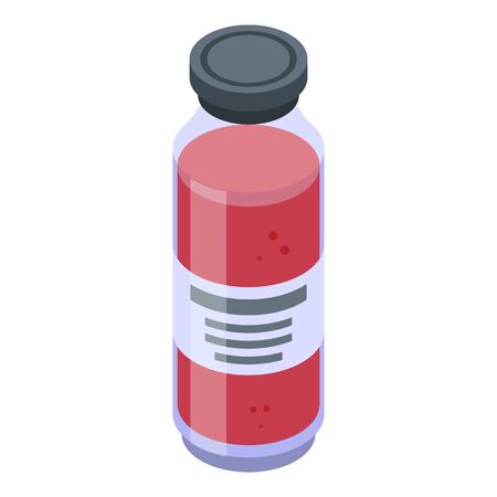 Raspberry juice bottle icon, isometric styleのイラスト素材