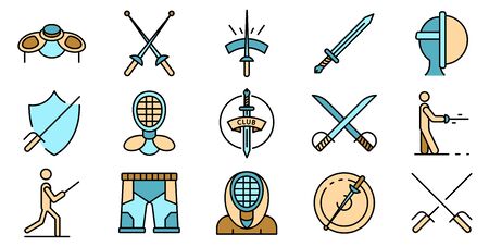 Fencing icons set vector flatのイラスト素材