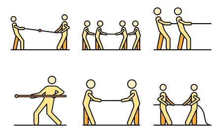 Tug of war icons set vector flatのイラスト素材