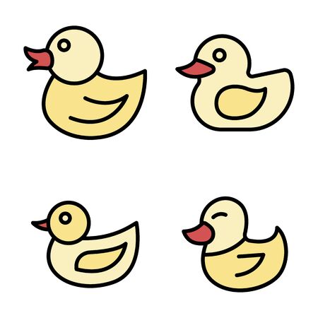 Duck icons set vector flatのイラスト素材