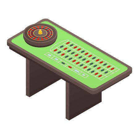 Casino roulette table icon. Isometric of casino roulette table vector icon for web design isolated on white backgroundのイラスト素材