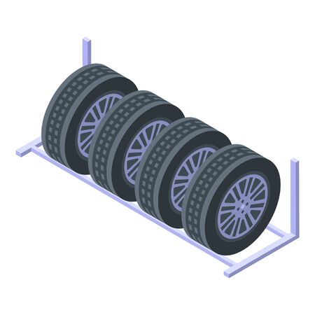Stand car wheels icon, isometric styleのイラスト素材