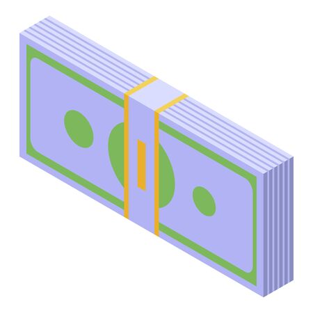 Money pack icon. Isometric of money pack vector icon for web design isolated on white backgroundのイラスト素材