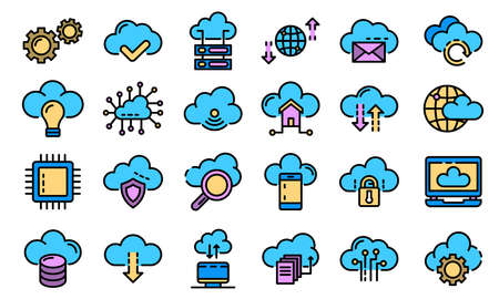 Cloud technology icons vector flatのイラスト素材