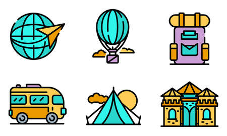 Excursion icons vector flatのイラスト素材