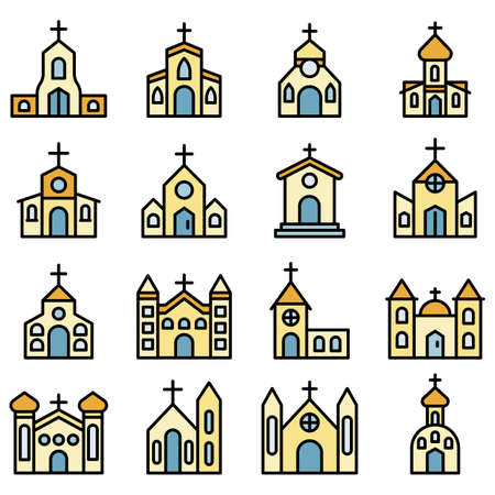 Church icons vector flatのイラスト素材