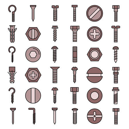 Screw bolt icons vector flatのイラスト素材