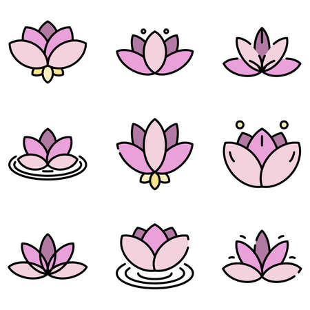 Lotus icons vector flatのイラスト素材