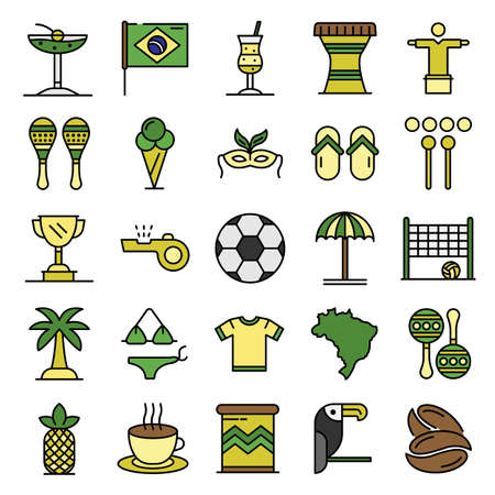 Brazil icons vector flatのイラスト素材