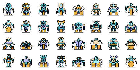 Robot-transformer icons vector flatのイラスト素材