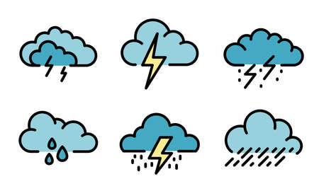 Thunderstorm icons vector flatのイラスト素材