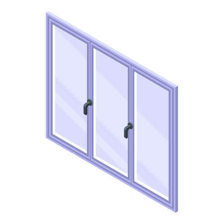 Soundproofing windows icon, isometric styleのイラスト素材