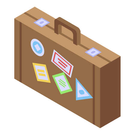 Hitchhiking suitcase icon, isometric styleのイラスト素材
