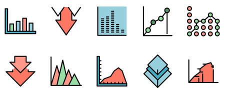 Regression icons set vector flatのイラスト素材