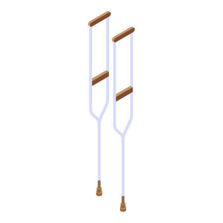 Inclusive education medical crutches icon, isometric styleのイラスト素材