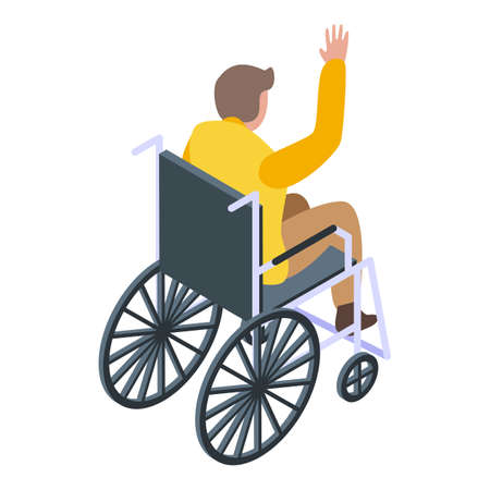 Inclusive education wheelchair boy icon, isometric styleのイラスト素材