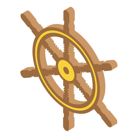 Adventure ship wheel icon, isometric styleのイラスト素材