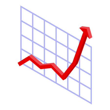Graph chart breakthrough icon, isometric styleのイラスト素材