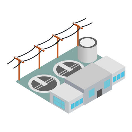 Power station icon, isometric styleのイラスト素材