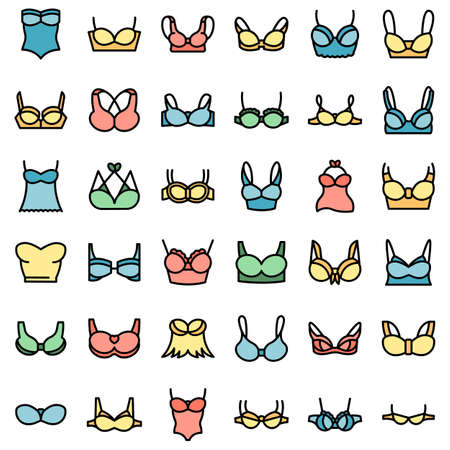 Bra icons set vector flatのイラスト素材