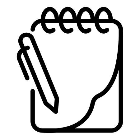 Notebook and pen icon, outline styleのイラスト素材