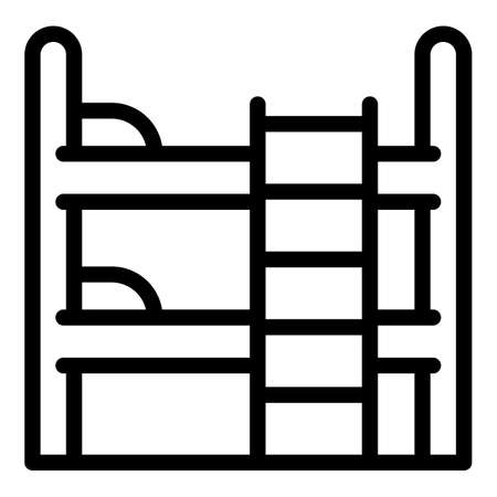 Bedroom bunk bed icon, outline styleのイラスト素材