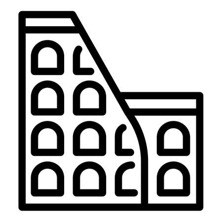 History building icon, outline styleのイラスト素材