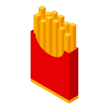 Gluttony potato fries icon, isometric styleのイラスト素材