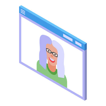Web browser video call icon, isometric styleのイラスト素材