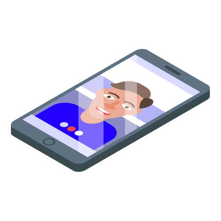 Home office phone video call icon, isometric styleのイラスト素材