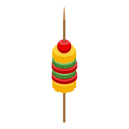 Greek vegetables grill stick icon, isometric styleのイラスト素材