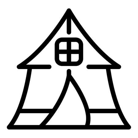 Quiet space camping tent icon, outline styleのイラスト素材