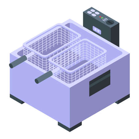 Professional deep fryer icon, isometric styleのイラスト素材