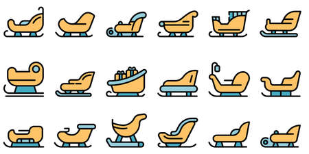 Sleigh icons set vector flatのイラスト素材
