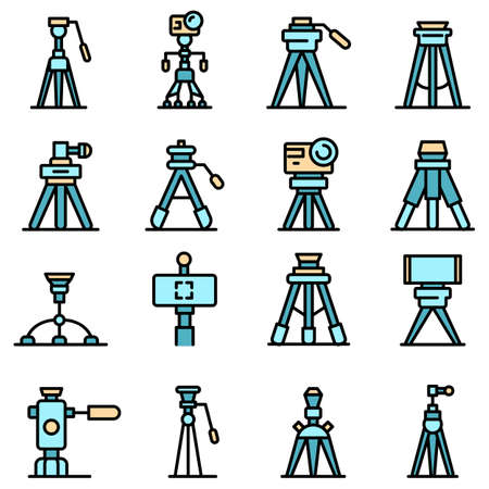 Tripod icons set vector flatのイラスト素材
