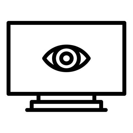 Eye on monitor icon, outline styleのイラスト素材