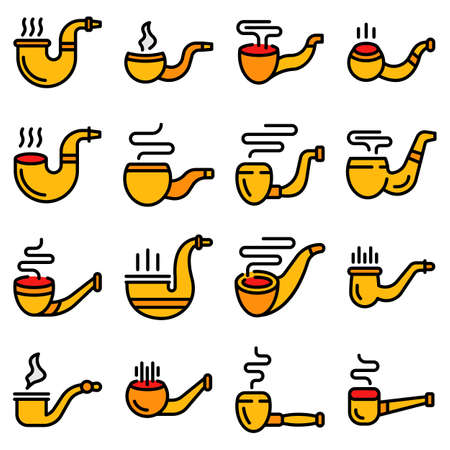 Smoking pipe icons set vector flatのイラスト素材