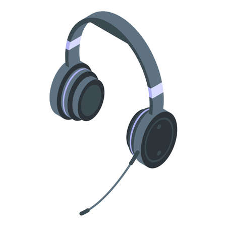 Office headset icon, isometric styleのイラスト素材