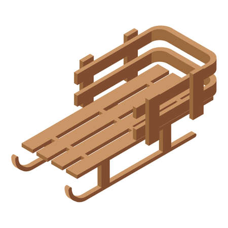 Wooden sleigh icon, isometric styleのイラスト素材