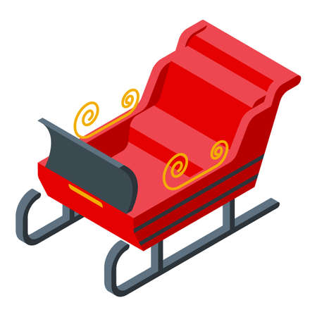 Christmas gift sleigh icon, isometric styleのイラスト素材