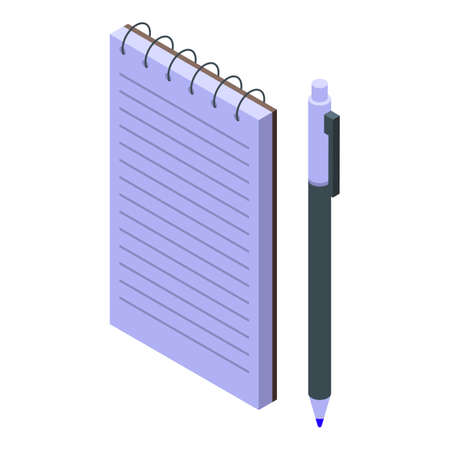 Pen and notebook icon, isometric styleのイラスト素材