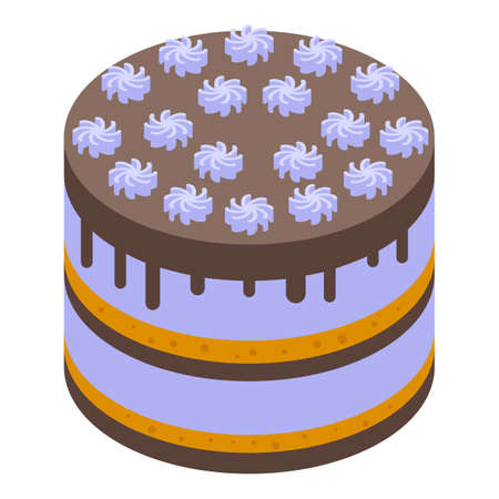 Baked cake icon, isometric styleのイラスト素材