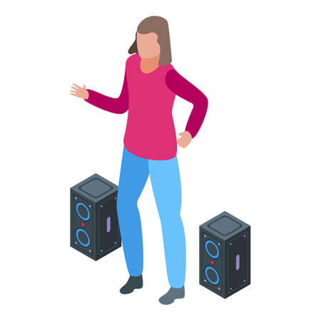 Weekend music party icon, isometric styleのイラスト素材